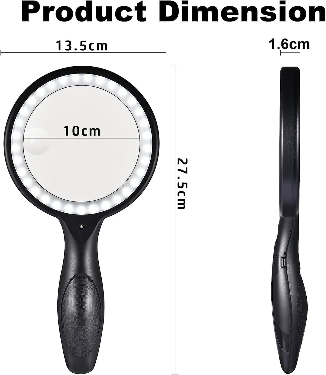 Lupe mit Licht, 60 Fach 30 Fach 33 LED Handlupe 30X Leselupe mit Licht, USB-Aufladung Lupe 3 Modi Le