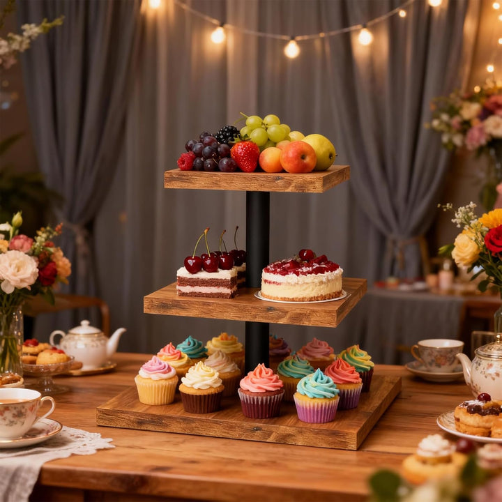 Holz-Cupcake-Ständer, Kuchenständer und Kuchentabletts, Mehrstöckige Gebäcktabletts, Wiederverwendba