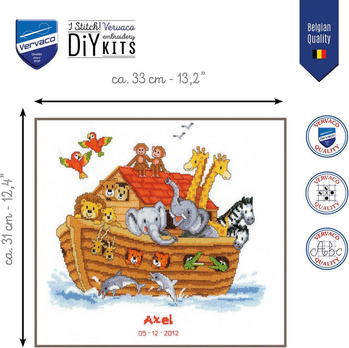 Vervaco Zählmuster Arche Noah Zählmusterpackung-Stickpackung im gezählten Kreuzstich, Baumwolle, Meh
