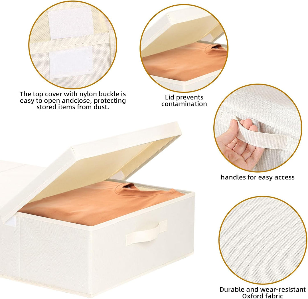 3 Stück Unterbettkommode, Unterbett Aufbewahrungsbox mit Deckel, Kleiderschrank Organizer mit Griff,