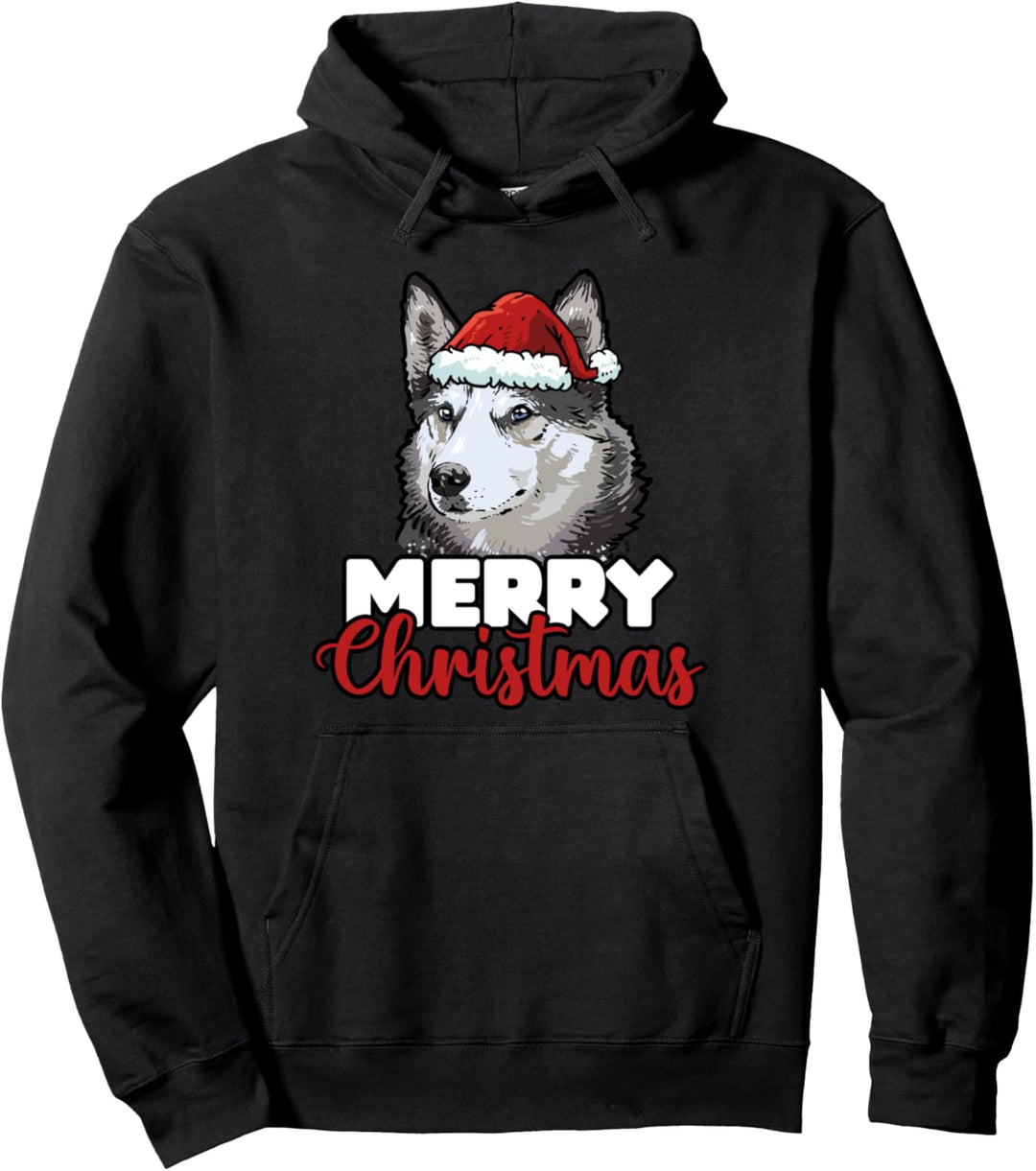 Merry Christmas Husky Hundelieber Geschenk Pullover Hoodie