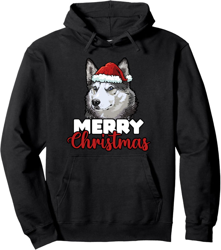 Merry Christmas Husky Hundelieber Geschenk Pullover Hoodie