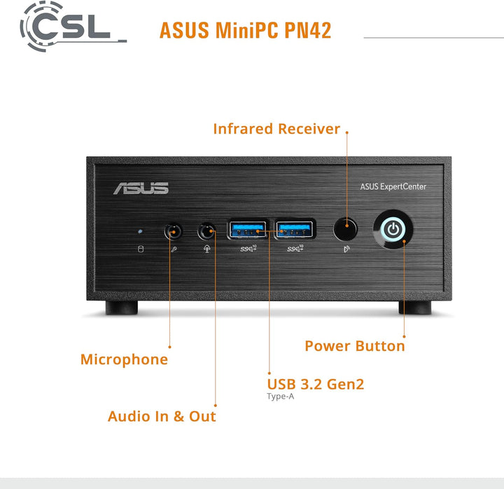 Mini PC ASUS PN42 mit Windows 11 Home, Intel N100 4X 3400 MHz, 1000 GB M.2 SSD, 8 GB DDR4-RAM, Intel