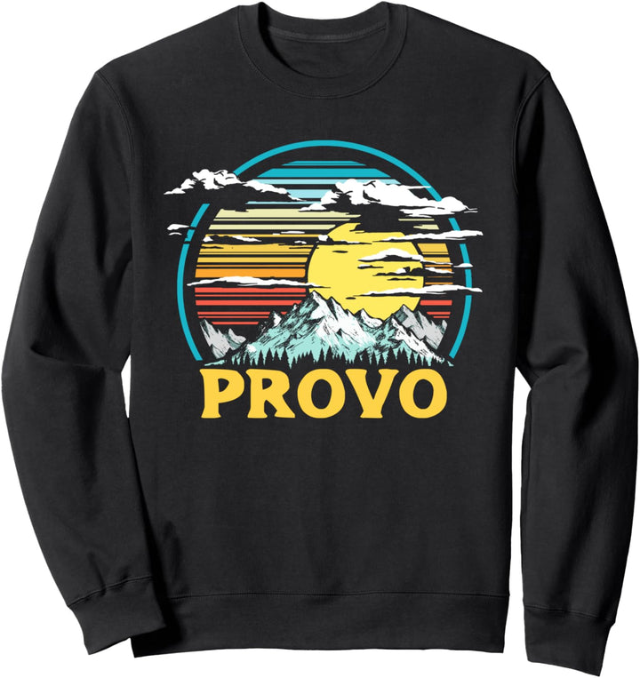 Retro Provo Utah Vintage 80s Style Mountains & Sun Sweatshirt