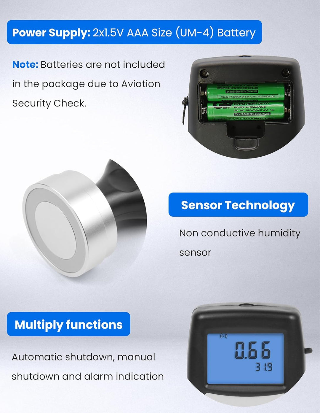 AMTAST Wasser-Aktivitätsmessgerät mit Bluetooth-Funktion für PC Smart Food Water Activity Meter WA-6