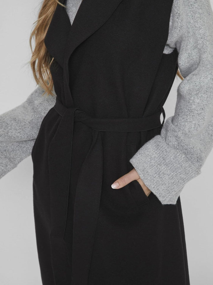 Vila female Weste Lange Gürtel XL Schwarz, XL Schwarz