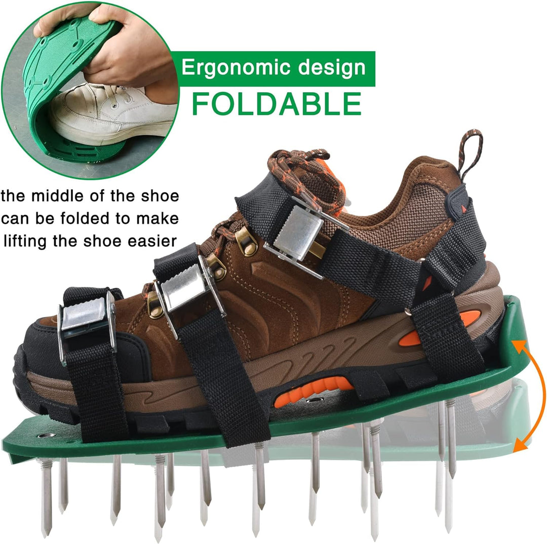 SHADDOCK Rasenbelüfter Schuhe Gartengras Rasenbelüfter Nagelschuhe mit mit 26 Spikes und 4 verstellb