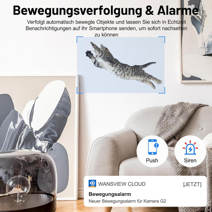 GALAYOU 2K Überwachungskamera innen, WLAN IP Kamera überwachung Indoor WiFi Camera,360°Hundekamera Z