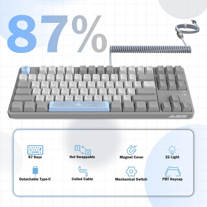 MAMBASNAKE AK873 Mechanische Tastatur zum Selbermachen, Spiralkabel, 22 Tasten RGB Hintergrundbeleuc
