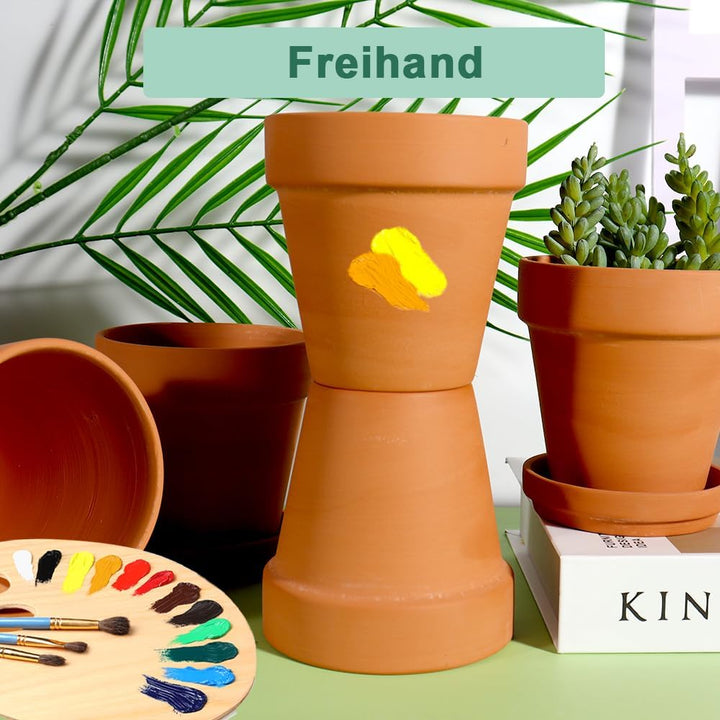 vensovo 10cm Terrakotta-Töpfe mit Untertasse - 6er-Pack Tonblumentöpfe mit Drainage, ideal für Pflan