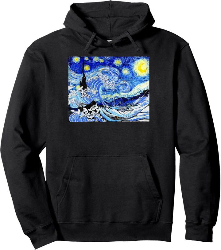 Grosse Sternennacht Welle Berühmte Kunst Van Gogh Hokusai Pullover Hoodie