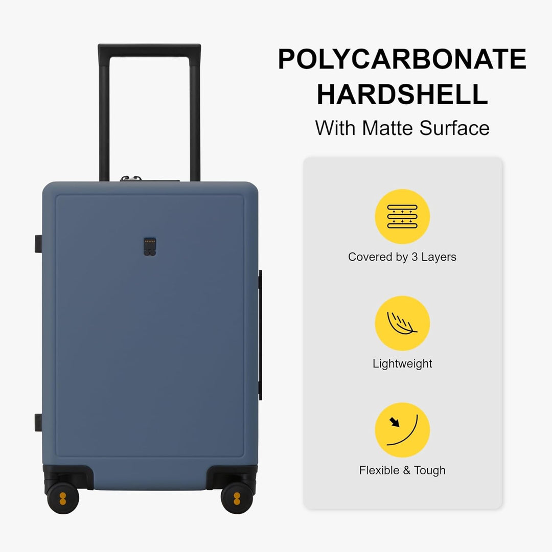 LEVEL8 Koffer Trolley Handgepäck mit Organizer Set 4-teilig, Leicht 100% PC TSA Zahlenschloss 8 Spin