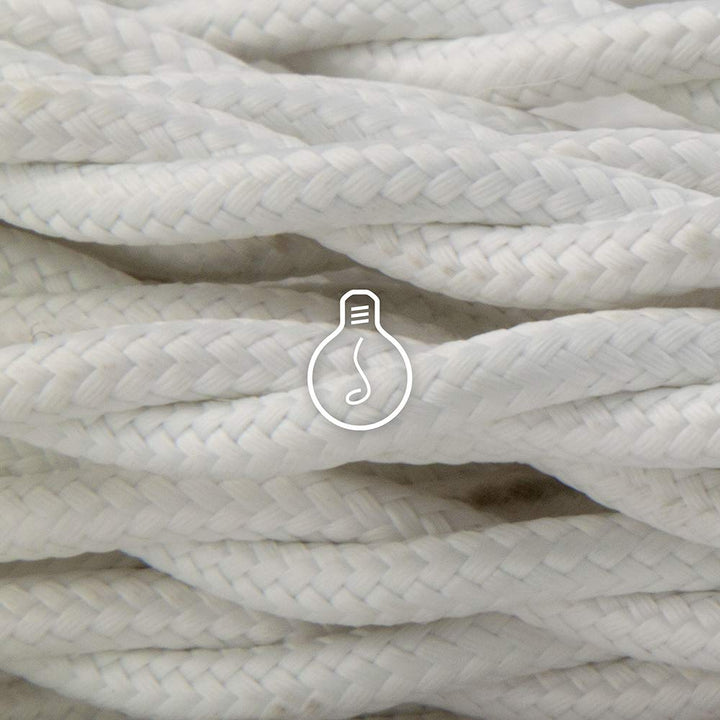 Amarcords - Textilkabel für Lampen WEISS, geflochten, Seide, 5 Meter, mit Erdung 3x0,75 - Stoffkabel