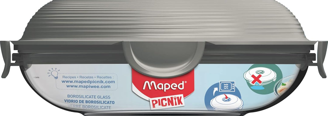 Maped PICNIK - Glas-Lunch-Teller Concept Adult, mikrowellengeeignet, 700 ml - grau (Packung mit 2) L