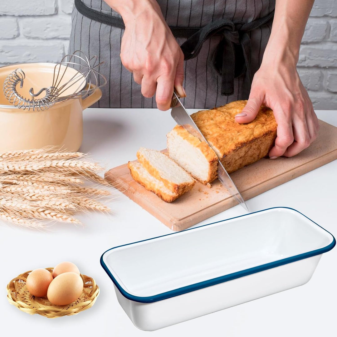 webake Brotbackform Emaille Kastenform Brotform Rechteckige Backform für Kuchen, Toastbrot, 32 x 13