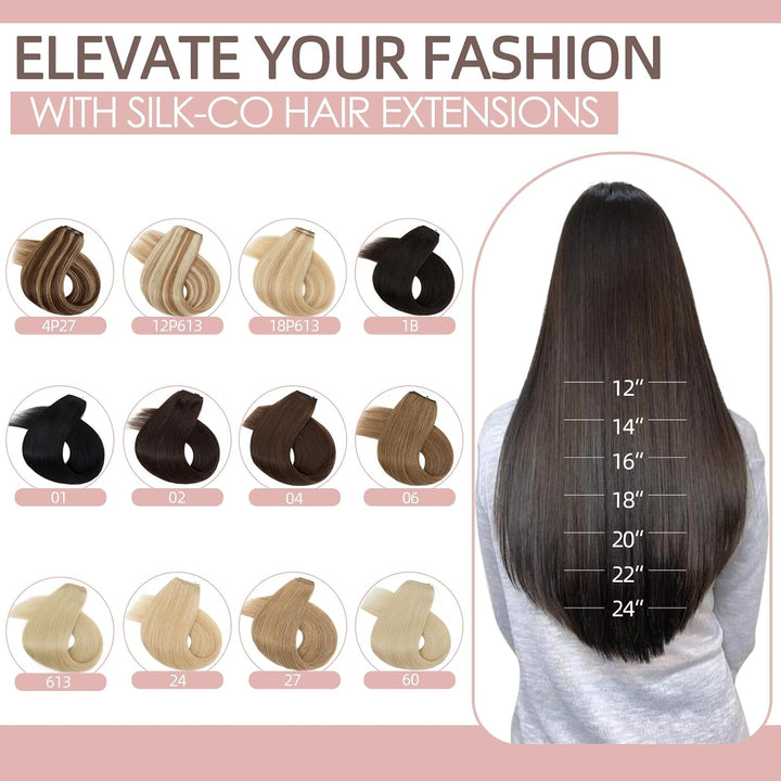Extensions Echthaar mit Gummiband, Silk-co Wire in Extensions Aschblond Highlights Bleichblond 60g,