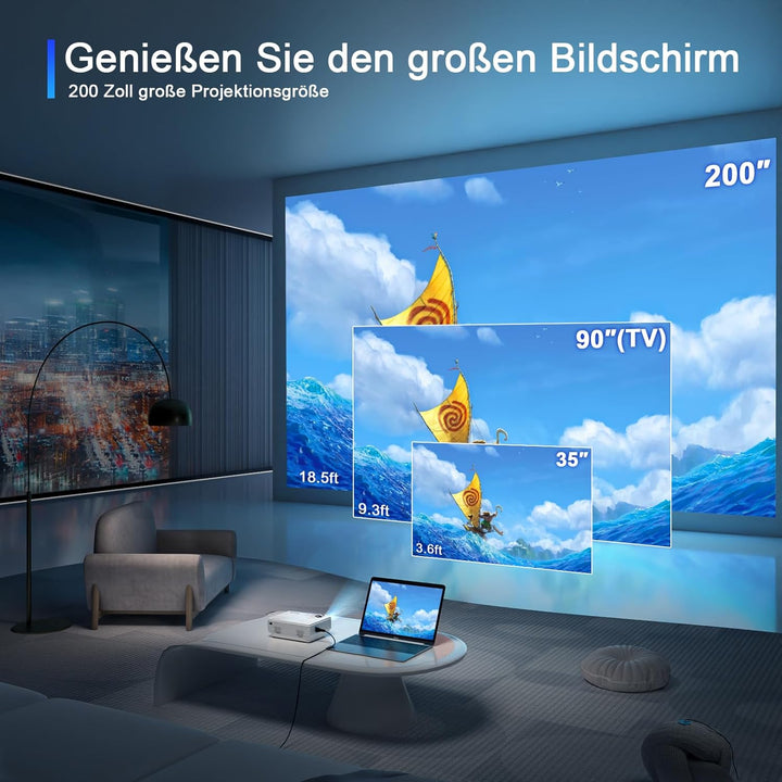 XuanPad Mini Beamer, 2024 Verbessertes 16000L WiFi Bluetooth Beamer, Mini Projektor HD 1080P Unterst
