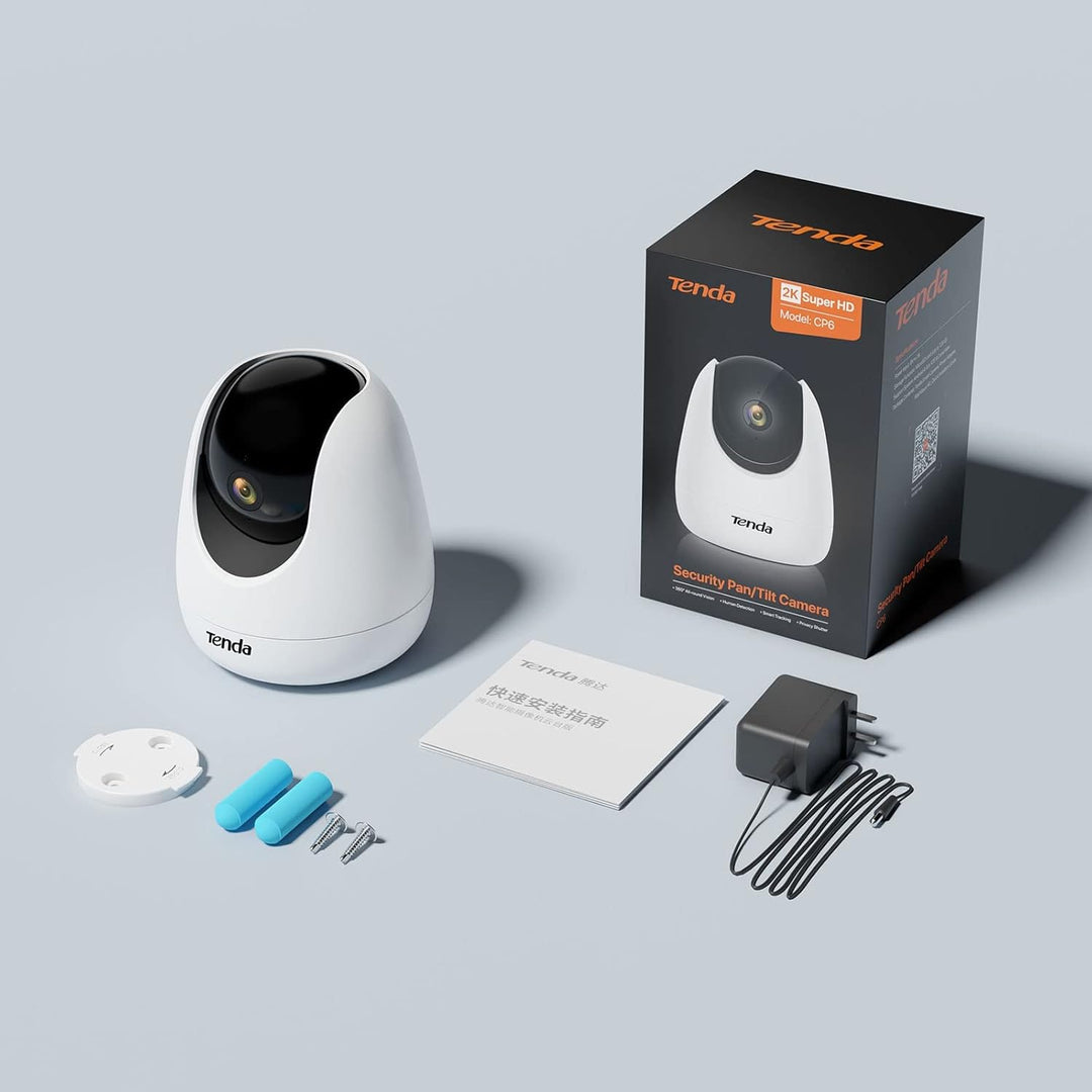 Tenda Überwachungskamera Innen CP3 V2.2, 360 Grad WLAN IP Kamera, 2-Wege-Audio, 1080P, Nachtsicht, T