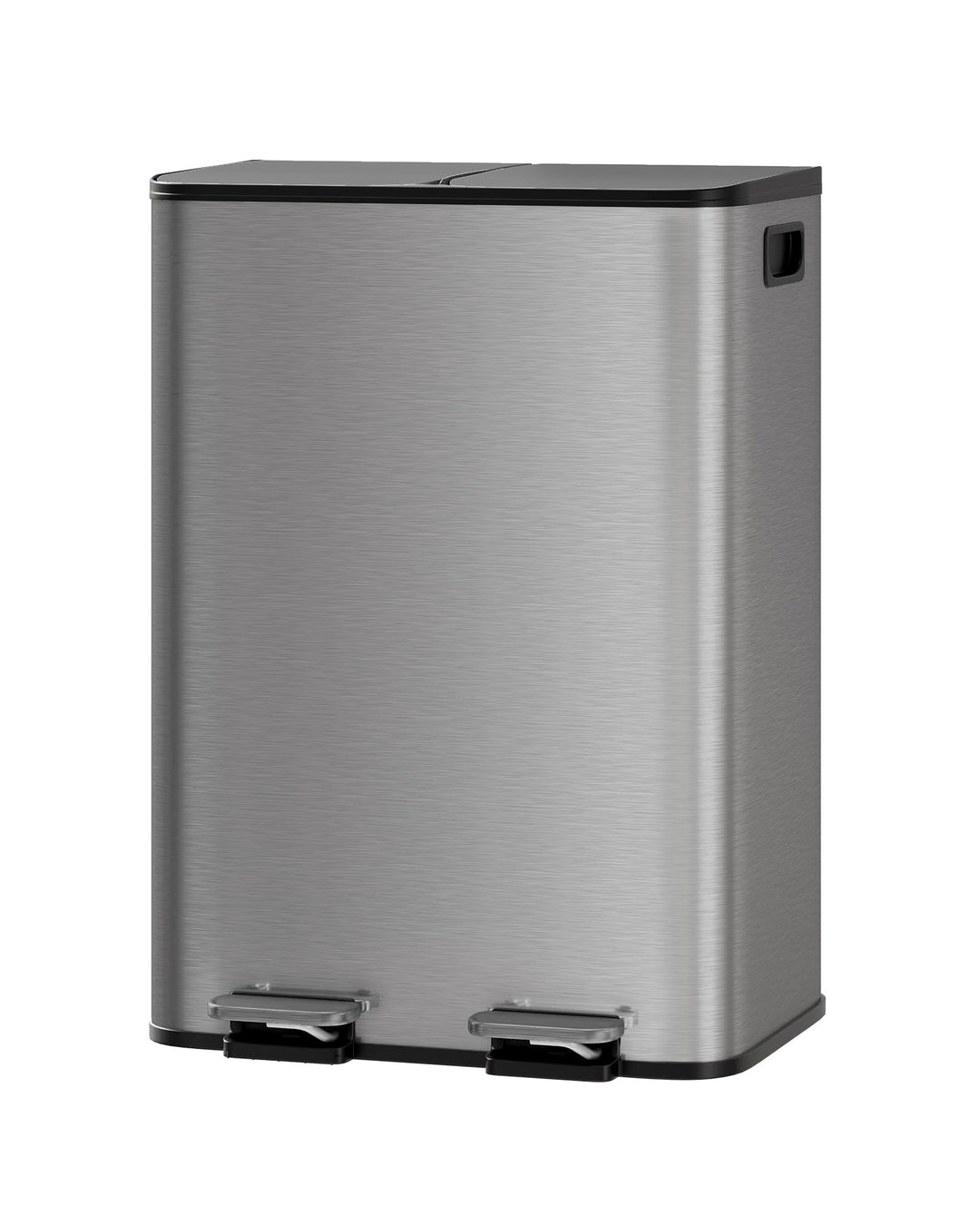 GarveeHome Mülleimer Küche, 2 x 30 L, Mülltrennsystem 2 Fächer, Metall-Tretmülleimer mit Seitlichem