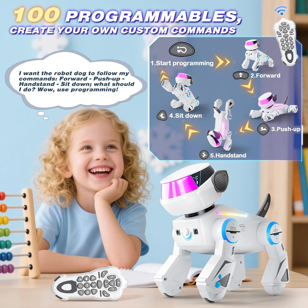VATOS Ferngesteuerter Roboter Hund für Kinder, Programmierbarer Roboterhund mit Bluetooth und LED-Au