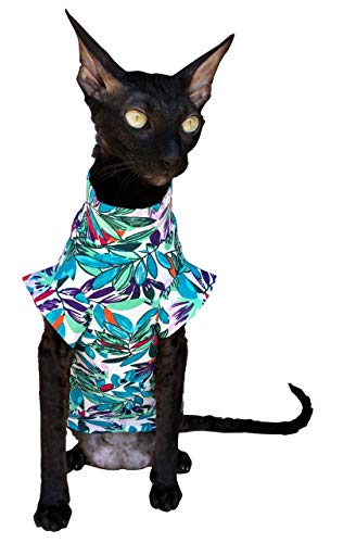 Kotomoda Cat Wear T-Shirt Leaves (XL) XL Blau, XL Blau