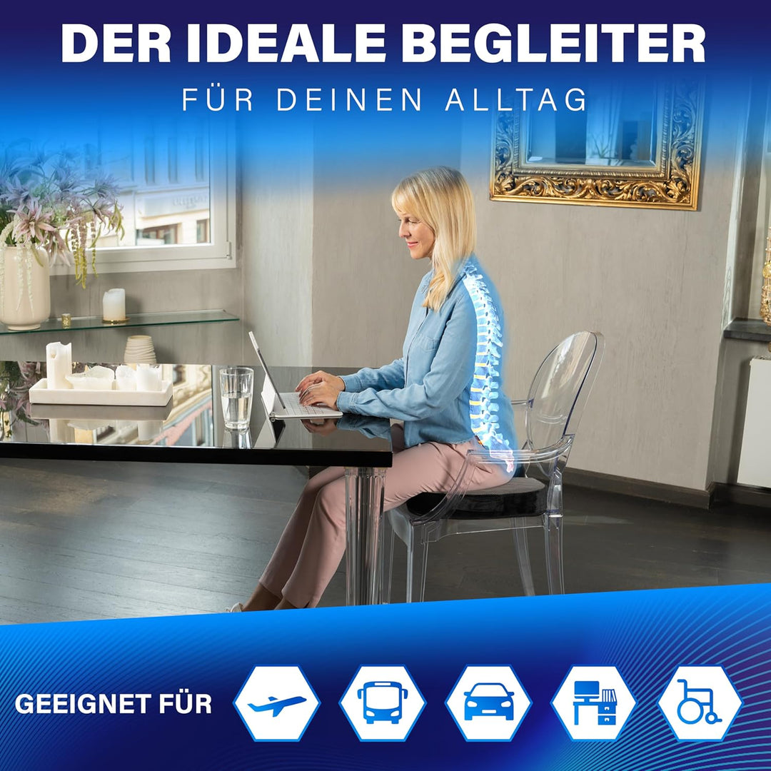 Orthopädisches Sitzkissen für Büro, Auto &amp; Co.- Ergonomisches Sitzen aus Memory Foam mit entlastende