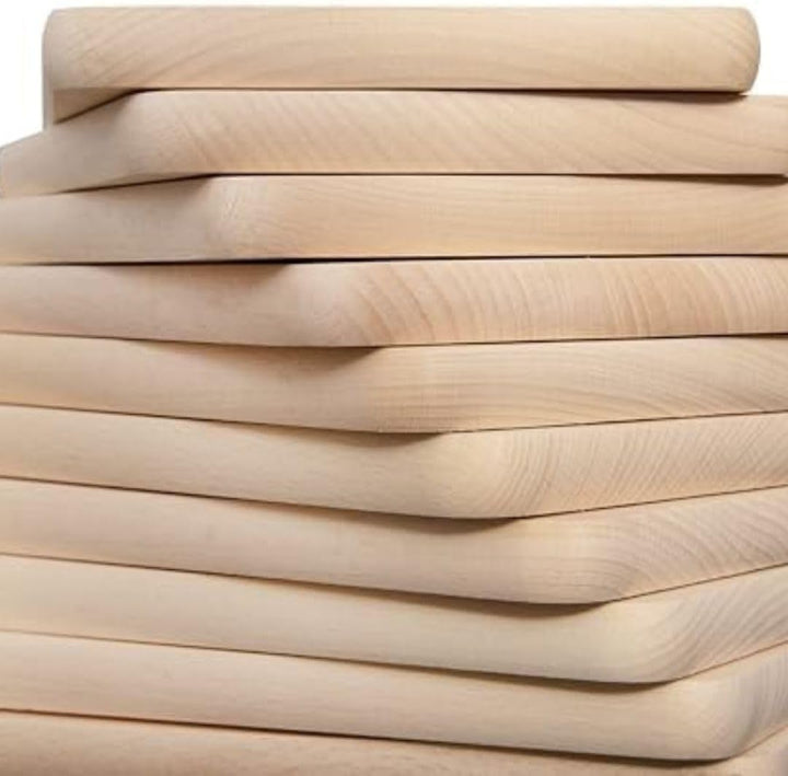 Frühstücksbrettchen Holz - Natur Buche unbehandelt - 12er Set x Holzbrettchen - Küchenbrett Brot Küc