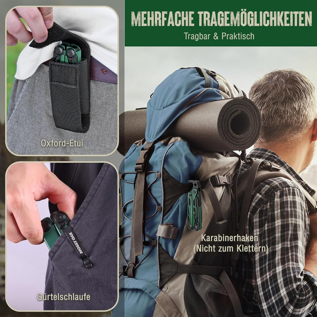 Mossy Oak Multifunktionszange, 27-in-1 Multitool Werkzeug, Faltbares Edelstahl Multifunktionswerkzeu
