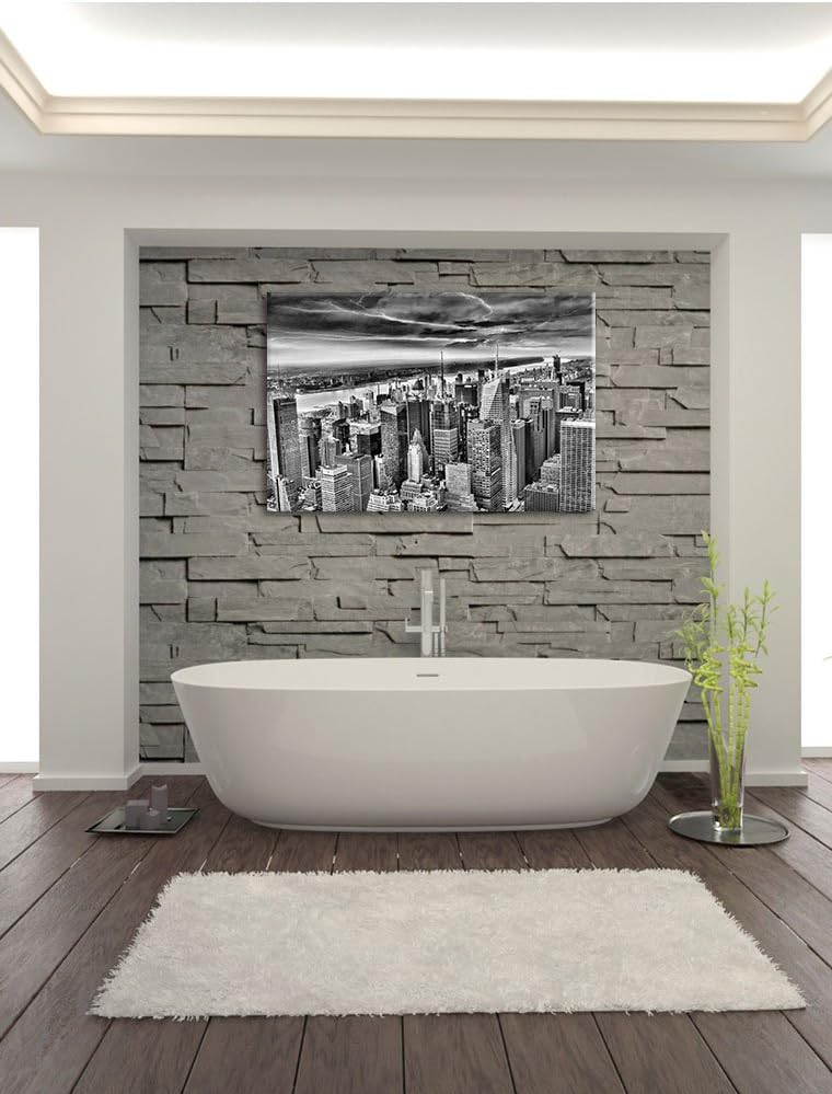 Pixxprint Skyline New York als Leinwandbild/Grösse: 100x70 cm/Wandbild/Kunstdruck/fertig bespannt, 1