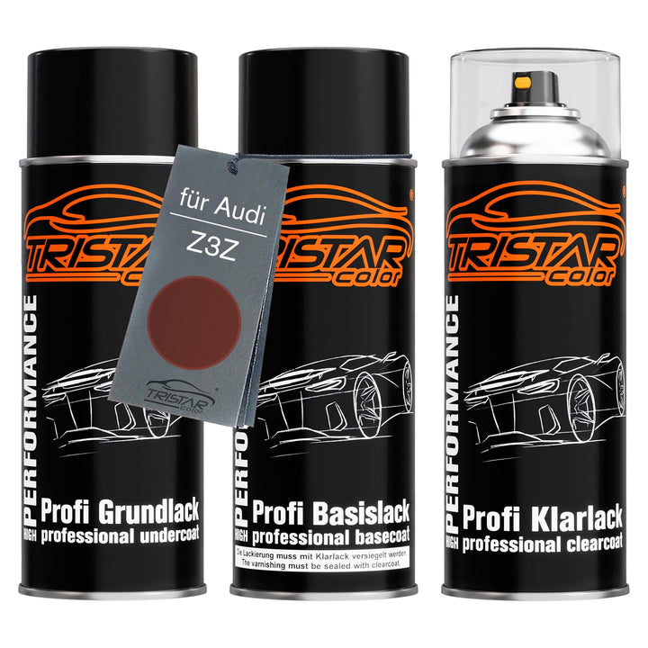 Autolack Spraydosen Set für Audi Z3Z Cayenne Metallic Grundlack Basislack Klarlack Sprühdose 400ml