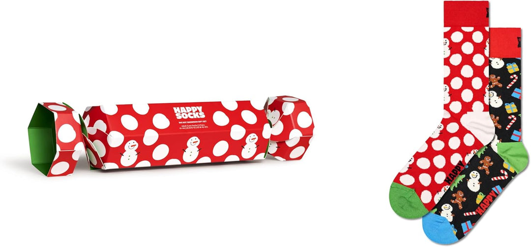 Happy Socks Weihnachtssocken – Feiertags-Baumwollsocken in lustigen Geschenkboxen – Schneemann- und