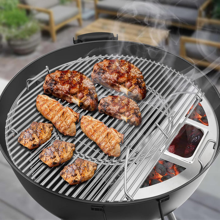 Onlyfire Kugelsmoker für Weber 47cm Kugelgrills, Räucherbox,Räuchern Edelstahl mit Wasserschale, Smo