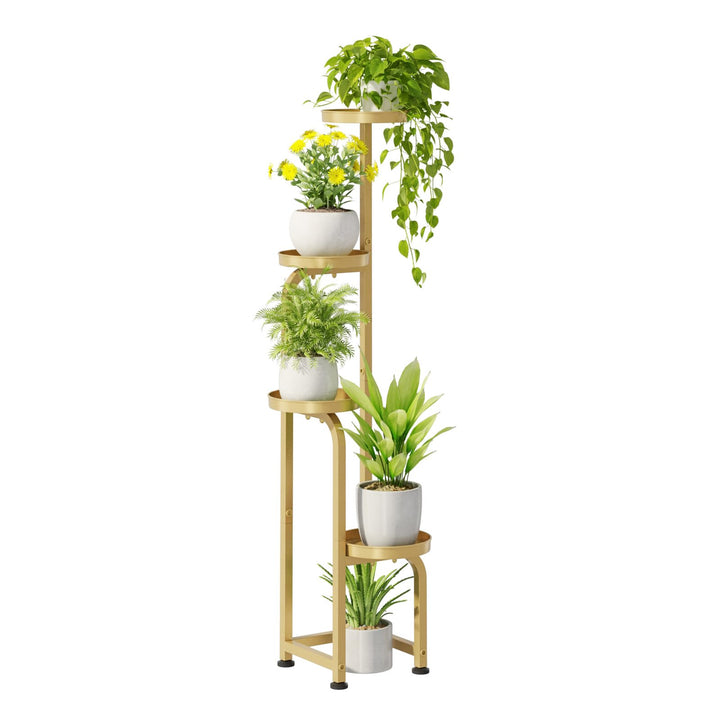 Bamworld Blumenständer Metall Golden Pflanzenständer Blumentreppe Indoor 4 Etagen robustes Pflanzenr