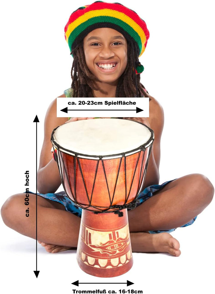 Grosse 60cm Djembe Holz Trommel Bongo Ziegenfell Gecko Holz A3