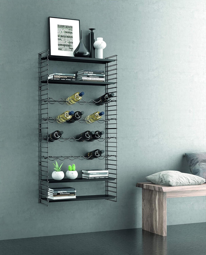 Tomado Bücher-/ Weinregal-Kombination, Schwarz, 70x21x68 cm, Schwarz