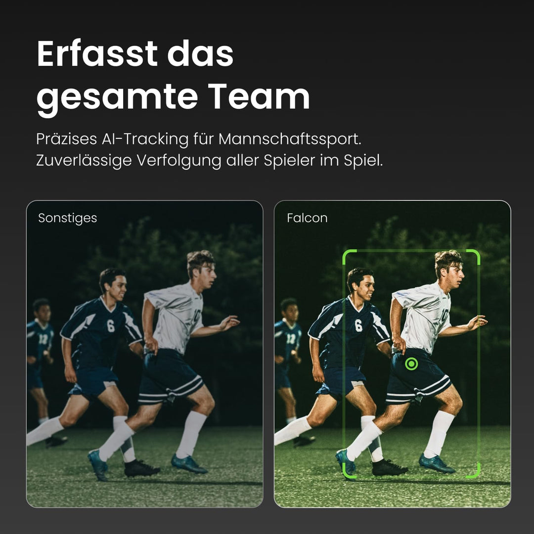 XbotGo Falcon 4K AI Sport Kamera mit Auto Tracking – Fussball & Basketball für Teams, Action Cam mit