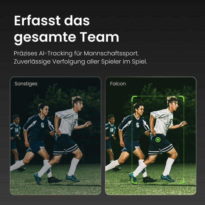 XbotGo Falcon 4K AI Sport Kamera mit Auto Tracking – Fussball & Basketball für Teams, Action Cam mit