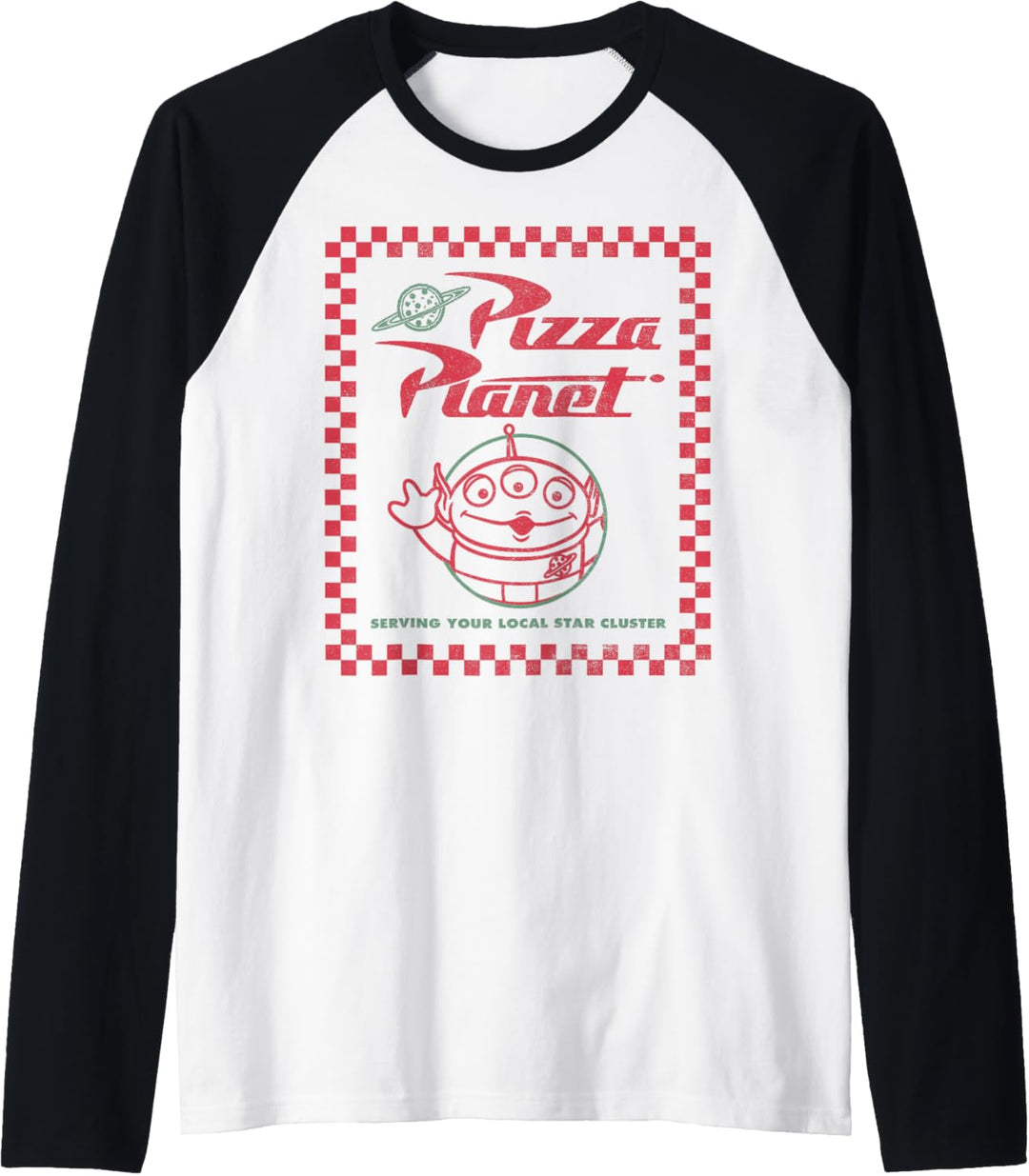Disney Pixar Toy Story Alien Pizza Planet Box Art Raglan