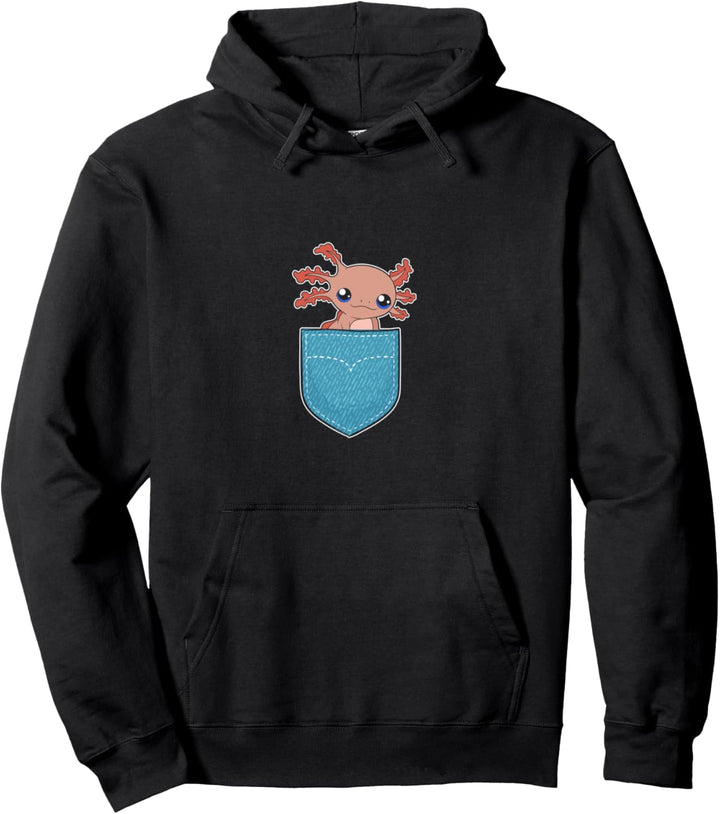 Mexikanisches Haustier Salamander Süsses Brusttasche Axolotl Pullover Hoodie