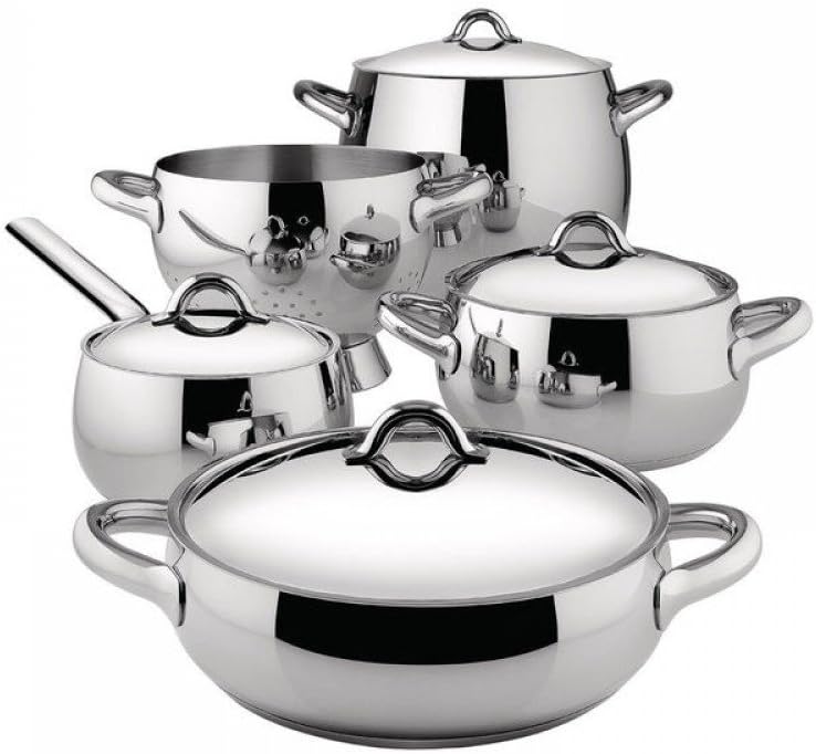 Alessi Mami Set Töpfe, Edelstahl, Silber, 24 cm