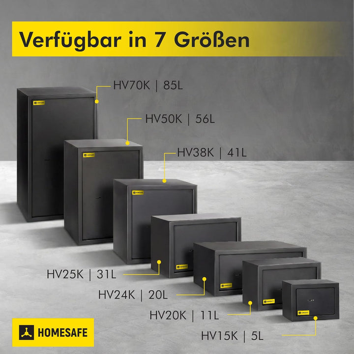 Homesafe HV70K Tresor Möbeltresor Safe mit Schlüssel-Schloss, Geldschrank Wandsafe Boden-Wandtresor,