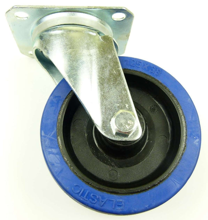 4 Stück 125 mm Blue Wheels Lenkrollen Transportrollen Blau 200kg / Rad - INDUSTRIEQALITÄT (4x Lenk),