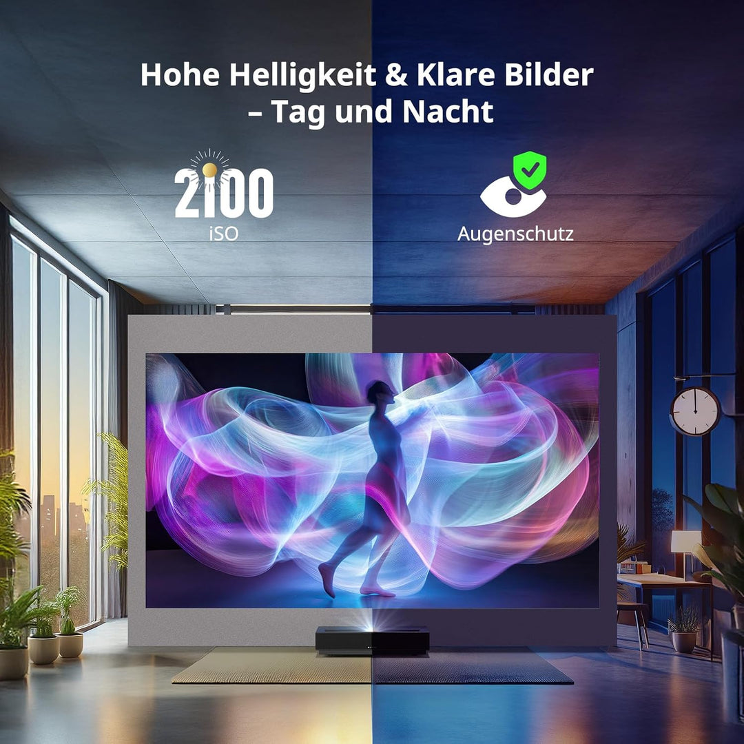 WEMAX Nova Pro ALPD Laser TV, Ultrakurzdistanz Beamer 4K mit 2100 ISO Lumen & 3D, Google TV & Google