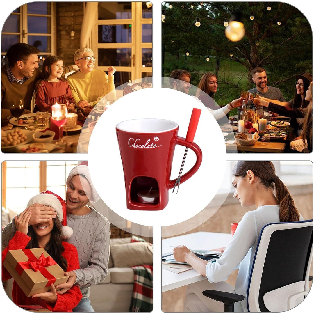 Schokoladenfondue-Set | 200ml Keramik Schokoladenfondue Tasse | Mehrzweck Chocolate Fondue Set Mit G