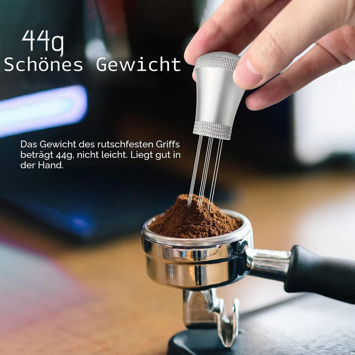 Wdt Tool, Aluminium Wdt Tool Espresso mit Ständer, Kaffee Distributor mit 7 0.3mm Dickem Edelstahl E
