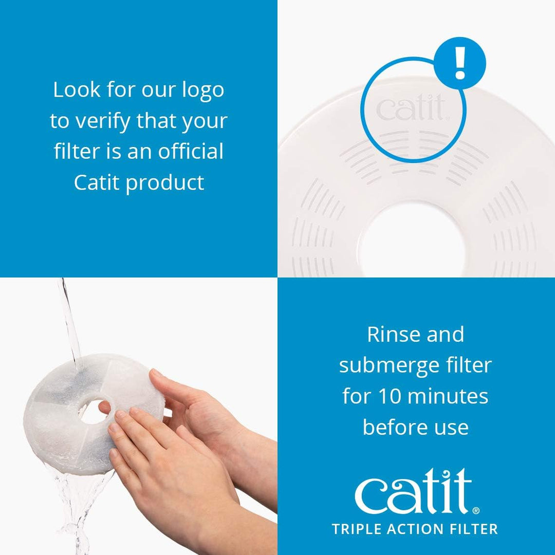 Catit Triple Action Filter, 3fach wirksamer Ersatzfilter, Trinkbrunnenfilter, 12er Pack, 12er-Set; S