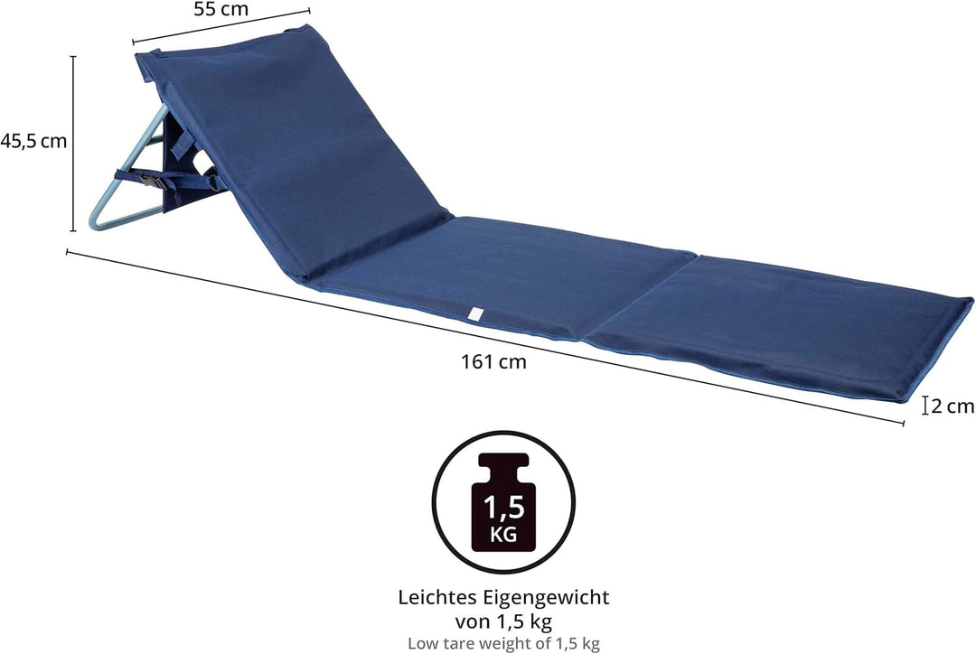 ONVAYA Premium Strandmatte 2cm gepolstert mit Rückenlehne | Strandliege faltbar | Strandmatratze | S