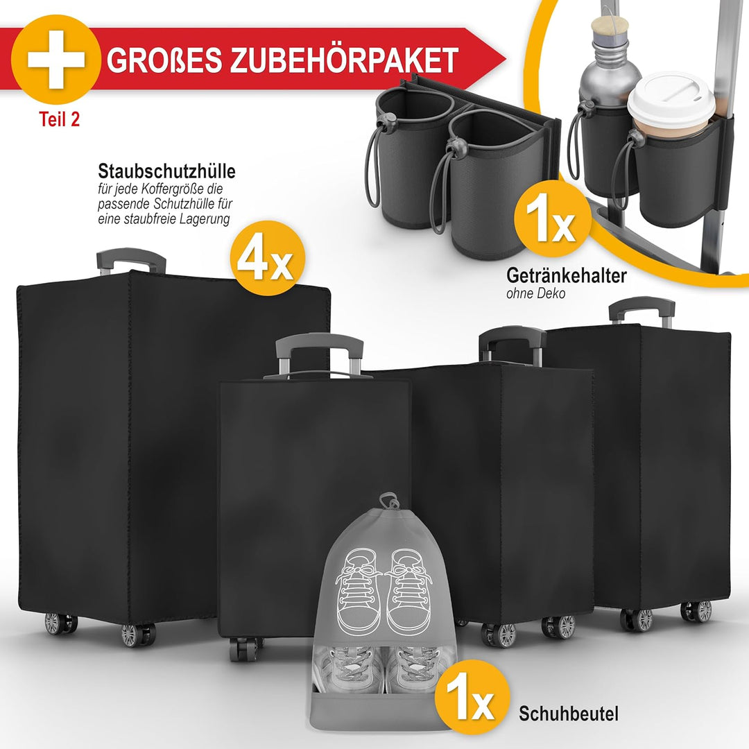 Onbest Premium Koffer Set 4 teilig – Rollkoffer mit TSA-Lock, USB-Anschluss– Plus 1x Kofferwaage, 2X