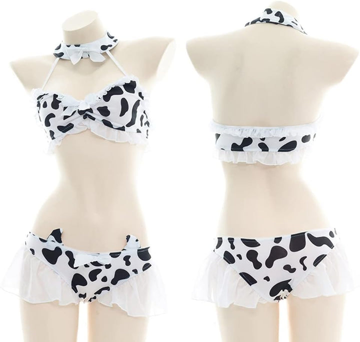 SINGUYUN Damen Anime Kuh Bikini Cosplay Dessous Lolita Kawaii BH und Panty Set japanische Unterwäsch