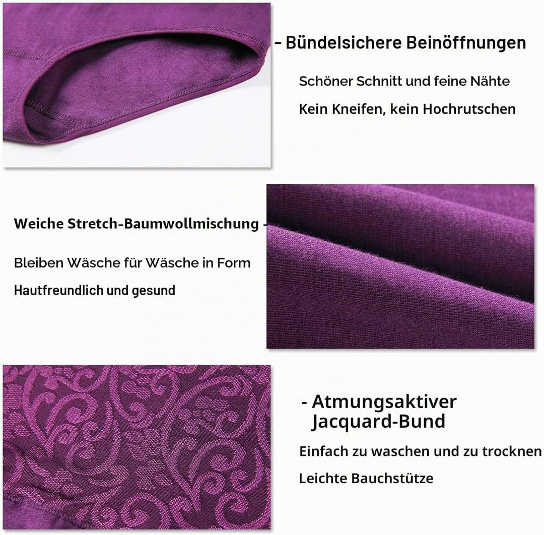 YaShaer Unterhosen Damen Baumwolle Hohe Taille Slips Hoher Taillenslip für Frauen Mehrpack M Mehrfar